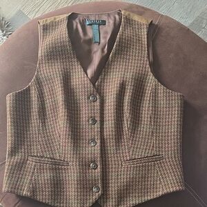Ralph Lauren Brown Houndstooth Vest